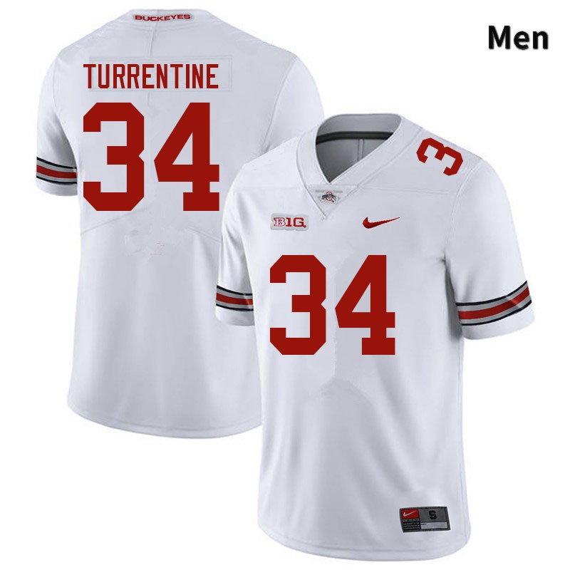 Ohio State Buckeyes Andre Turrentine Men's #34 White Authentic Stitched College Football Jersey